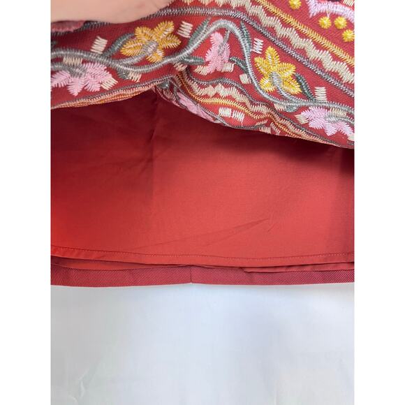 Lulus Rust Floral Embroidered Zip Boho Hippie Chic Skirt - Size Small - Picture 7 of 8